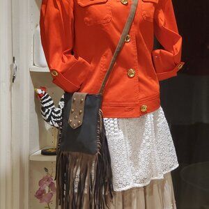 REVOLUTION cross body fringe bag 8 x 6.5 inches